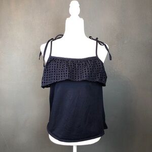 Ann Taylor Loft Navy Blue Tie Shoulder Tank Top XS